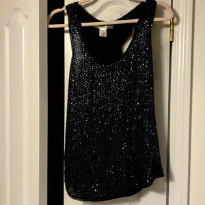 Black sequined Diane vonFurstenberg top